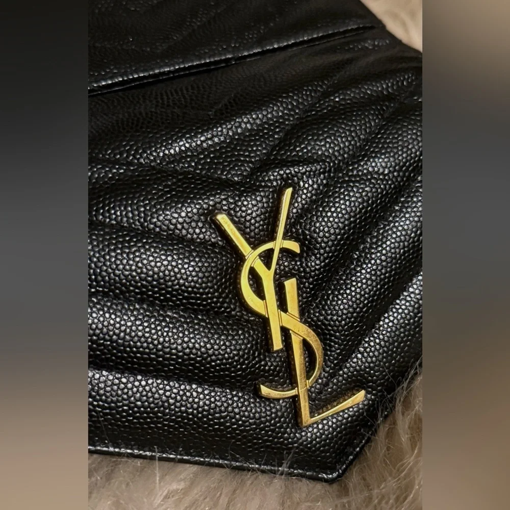 YSL cassandre matelasse compact trifold wallet black gold - Picture 4 of 7